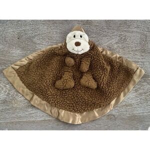 Brown Fuzzy Monkey Plush Lovey Security Blanket Infant Toy Toddler Lovie Soft